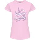 Happy Easter Cool Rabbit Ears and Feet Womens Petite Cut T-Shirt Light Pink