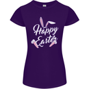 Happy Easter Cool Rabbit Ears and Feet Womens Petite Cut T-Shirt Purple