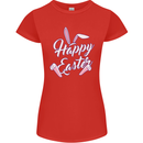 Happy Easter Cool Rabbit Ears and Feet Womens Petite Cut T-Shirt Red