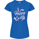 Happy Easter Cool Rabbit Ears and Feet Womens Petite Cut T-Shirt Royal Blue