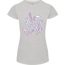 Happy Easter Cool Rabbit Ears and Feet Womens Petite Cut T-Shirt Sports Grey
