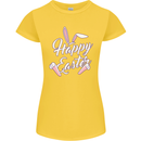 Happy Easter Cool Rabbit Ears and Feet Womens Petite Cut T-Shirt Yellow