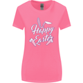 Happy Easter Cool Rabbit Ears and Feet Womens Wider Cut T-Shirt Azalea