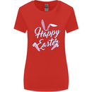 Happy Easter Cool Rabbit Ears and Feet Womens Wider Cut T-Shirt Red