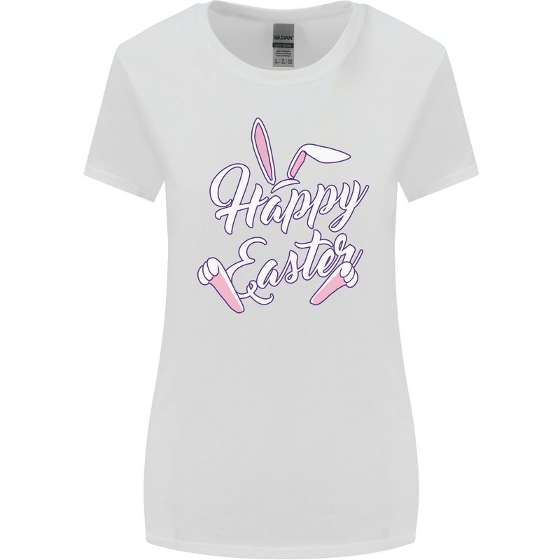 Happy Easter Cool Rabbit Ears and Feet Womens Wider Cut T-Shirt White