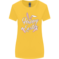 Happy Easter Cool Rabbit Ears and Feet Womens Wider Cut T-Shirt Yellow