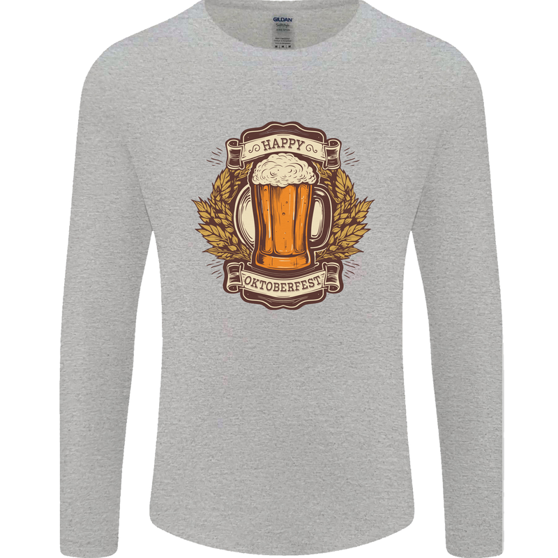 Happy Oktoberfest Octoberfest Beer Mens Long Sleeve T-Shirt Sports Grey