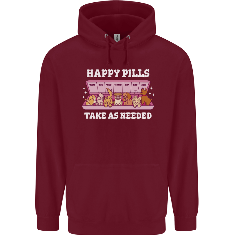 Happy Pills Antidepressants Dogs Childrens Kids Hoodie Maroon
