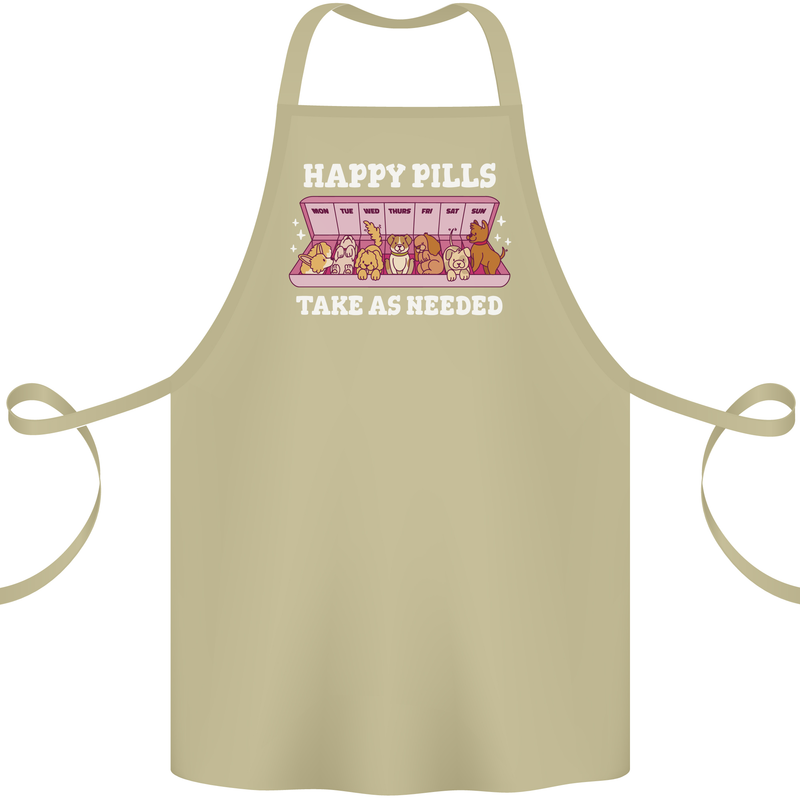 Happy Pills Antidepressants Dogs Cotton Apron 100% Organic Khaki