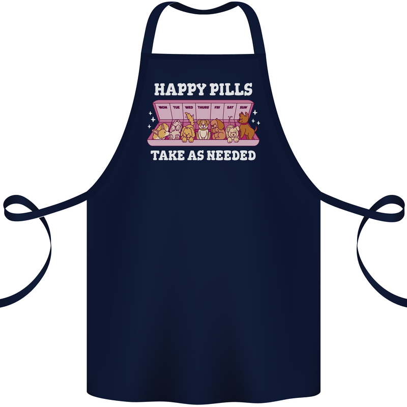 Happy Pills Antidepressants Dogs Cotton Apron 100% Organic Navy Blue