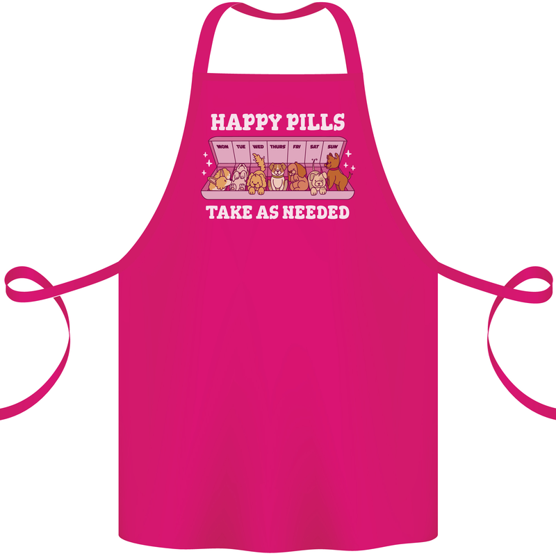 Happy Pills Antidepressants Dogs Cotton Apron 100% Organic Pink