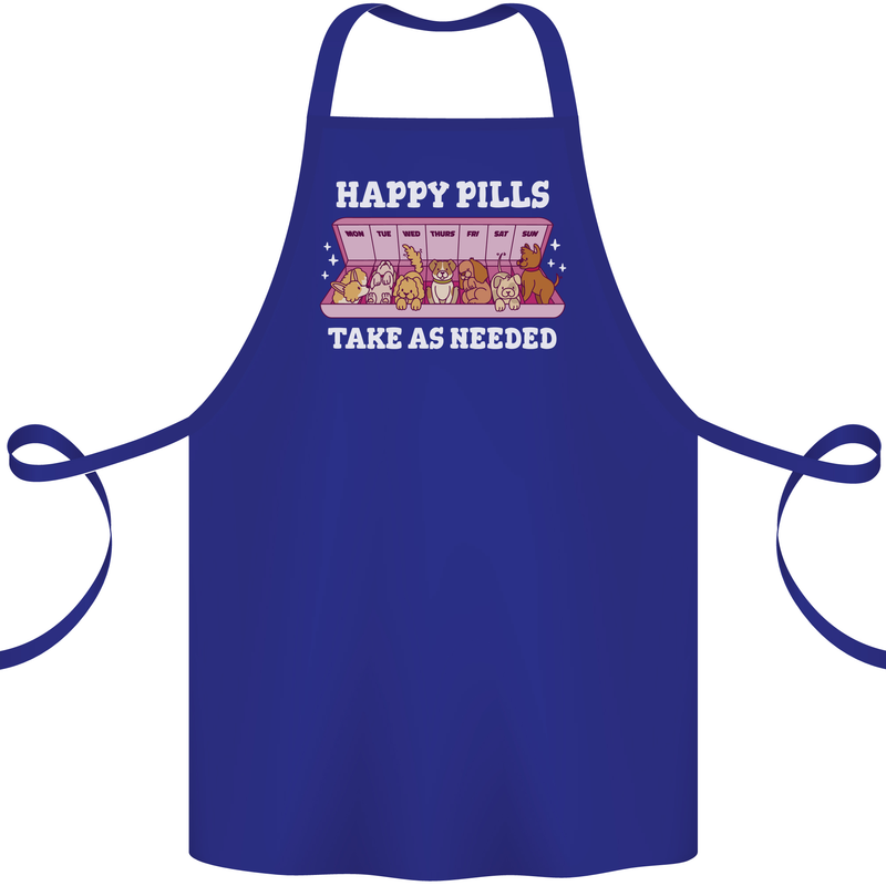 Happy Pills Antidepressants Dogs Cotton Apron 100% Organic Royal Blue