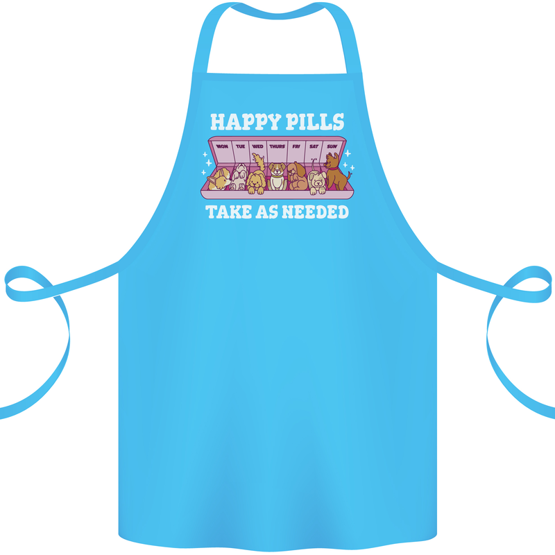 Happy Pills Antidepressants Dogs Cotton Apron 100% Organic Turquoise