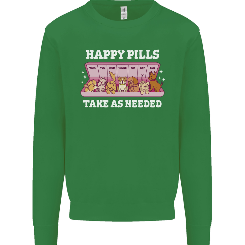 Happy Pills Antidepressants Dogs Kids Sweatshirt Jumper Irish Green
