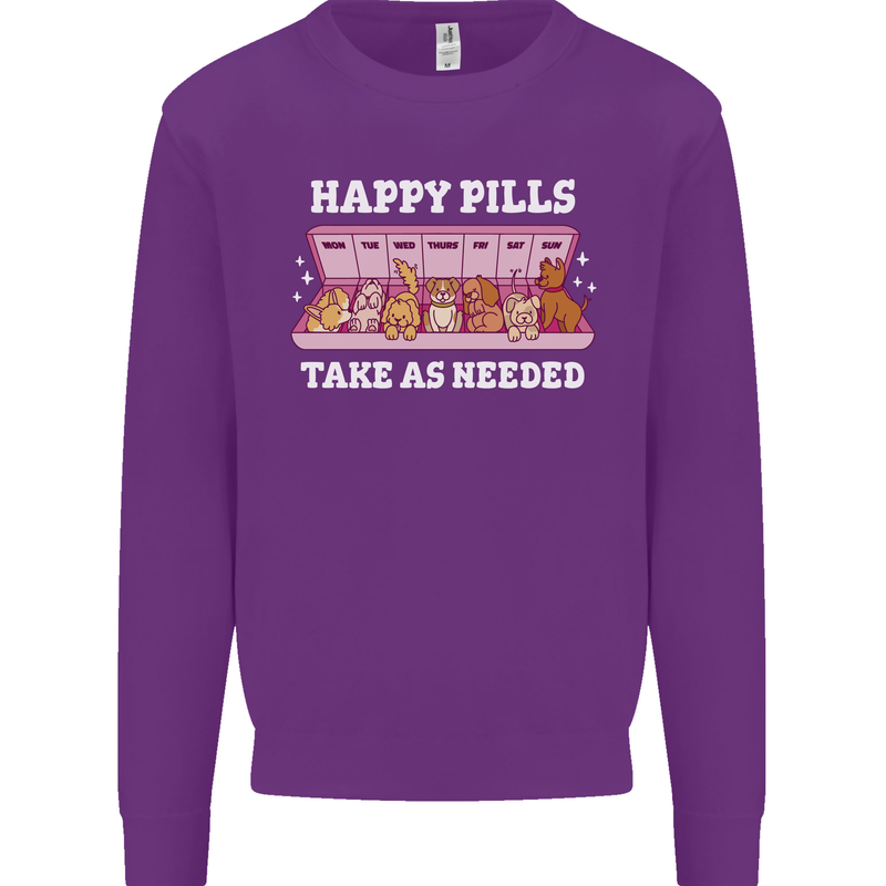 Happy Pills Antidepressants Dogs Kids Sweatshirt Jumper Purple