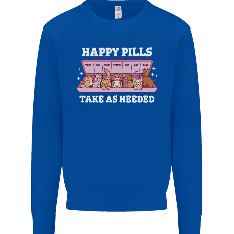 Happy Pills Antidepressants Dogs Kids Sweatshirt Jumper Royal Blue