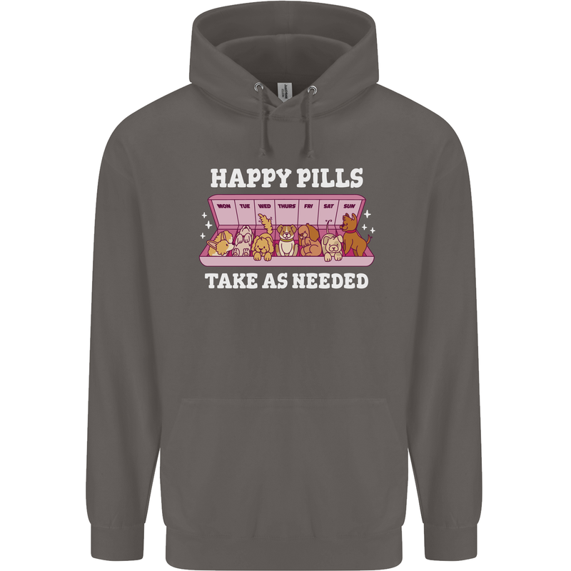 Happy Pills Antidepressants Dogs Mens 80% Cotton Hoodie Charcoal