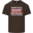 Happy Pills Antidepressants Dogs Mens Cotton T-Shirt Tee Top Dark Chocolate