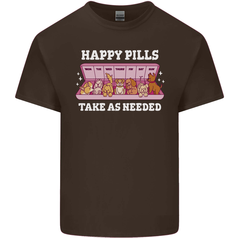 Happy Pills Antidepressants Dogs Mens Cotton T-Shirt Tee Top Dark Chocolate