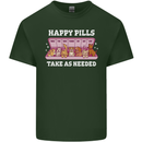 Happy Pills Antidepressants Dogs Mens Cotton T-Shirt Tee Top Forest Green