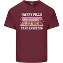 Happy Pills Antidepressants Dogs Mens Cotton T-Shirt Tee Top Maroon