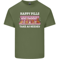 Happy Pills Antidepressants Dogs Mens Cotton T-Shirt Tee Top Military Green