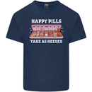 Happy Pills Antidepressants Dogs Mens Cotton T-Shirt Tee Top Navy Blue