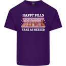 Happy Pills Antidepressants Dogs Mens Cotton T-Shirt Tee Top Purple