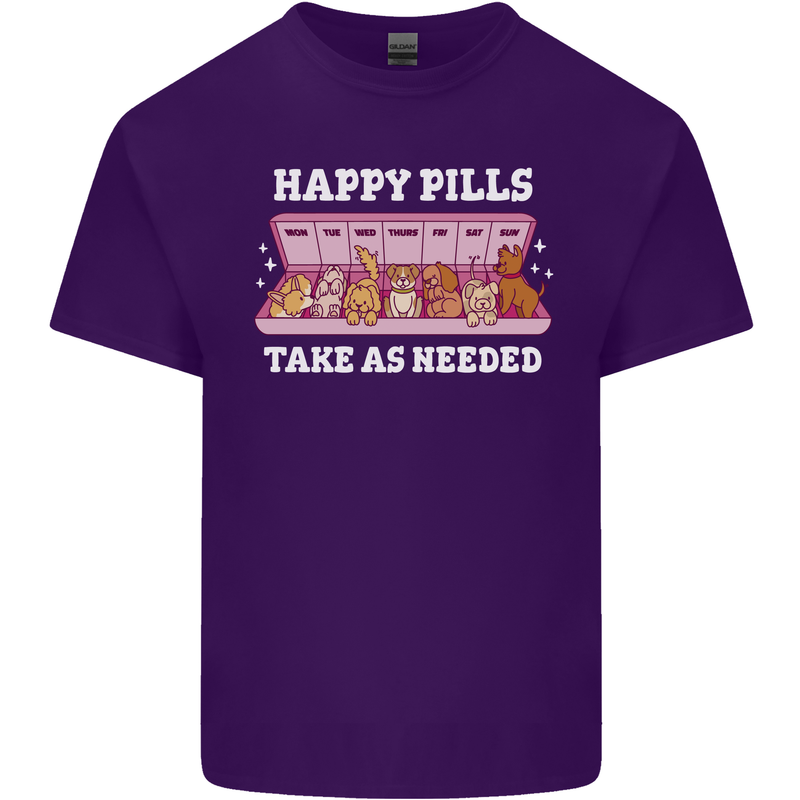 Happy Pills Antidepressants Dogs Mens Cotton T-Shirt Tee Top Purple
