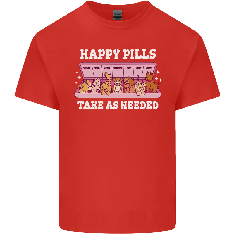 Happy Pills Antidepressants Dogs Mens Cotton T-Shirt Tee Top Red