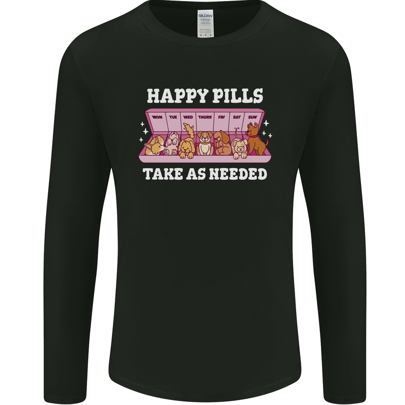 Happy Pills Antidepressants Dogs Mens Long Sleeve T-Shirt Black