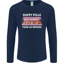 Happy Pills Antidepressants Dogs Mens Long Sleeve T-Shirt Navy Blue