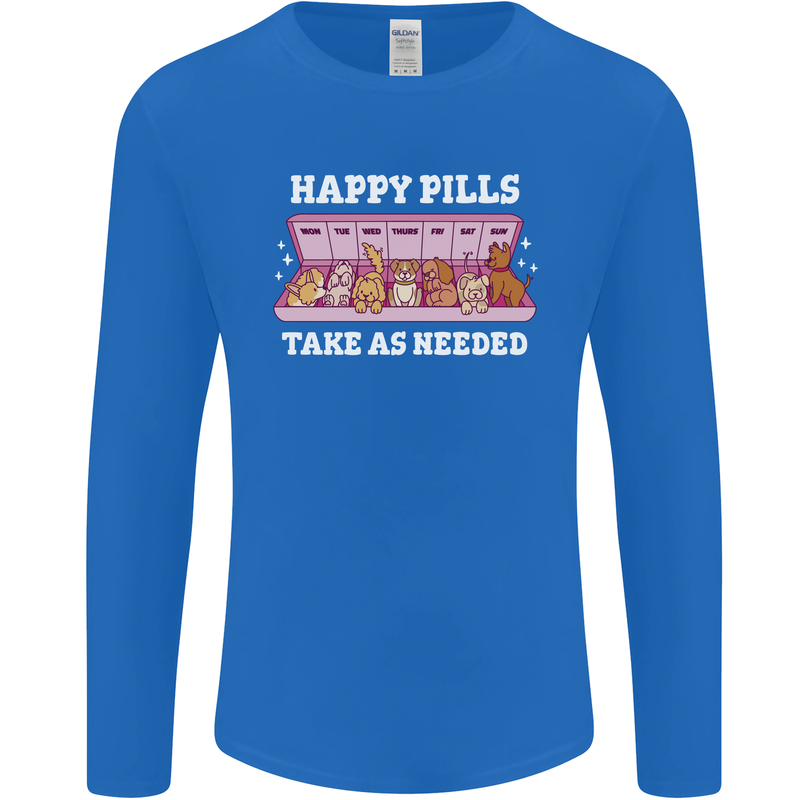Happy Pills Antidepressants Dogs Mens Long Sleeve T-Shirt Royal Blue