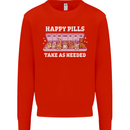 Happy Pills Antidepressants Dogs Mens Sweatshirt Jumper Bright Red