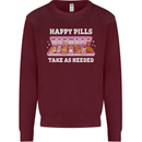 Happy Pills Antidepressants Dogs Mens Sweatshirt Jumper Maroon
