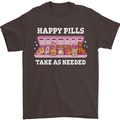 Happy Pills Antidepressants Dogs Mens T-Shirt 100% Cotton Dark Chocolate