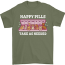 Happy Pills Antidepressants Dogs Mens T-Shirt 100% Cotton Military Green