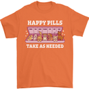 Happy Pills Antidepressants Dogs Mens T-Shirt 100% Cotton Orange