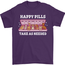 Happy Pills Antidepressants Dogs Mens T-Shirt 100% Cotton Purple