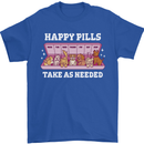 Happy Pills Antidepressants Dogs Mens T-Shirt 100% Cotton Royal Blue