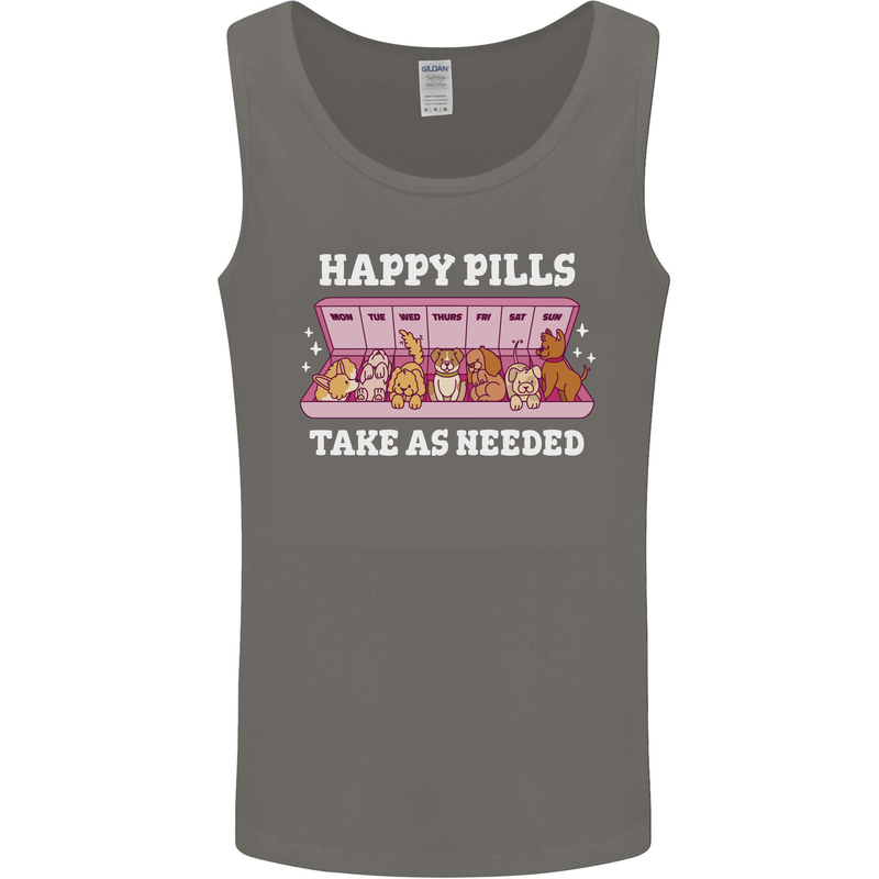 Happy Pills Antidepressants Dogs Mens Vest Tank Top Charcoal