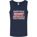 Happy Pills Antidepressants Dogs Mens Vest Tank Top Navy Blue