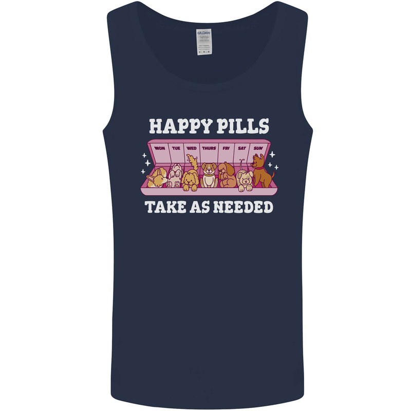 Happy Pills Antidepressants Dogs Mens Vest Tank Top Navy Blue