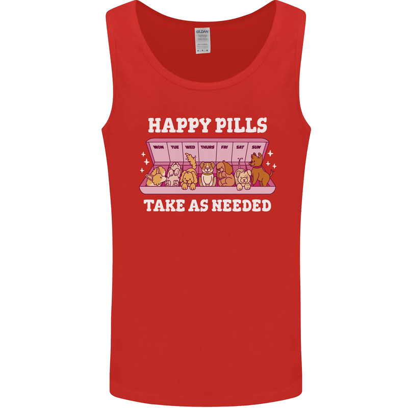 Happy Pills Antidepressants Dogs Mens Vest Tank Top Red