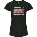 Happy Pills Antidepressants Dogs Womens Petite Cut T-Shirt Black