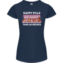 Happy Pills Antidepressants Dogs Womens Petite Cut T-Shirt Navy Blue