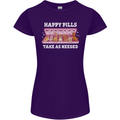 Happy Pills Antidepressants Dogs Womens Petite Cut T-Shirt Purple