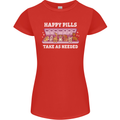 Happy Pills Antidepressants Dogs Womens Petite Cut T-Shirt Red