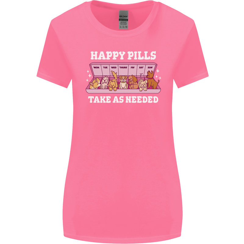 Happy Pills Antidepressants Dogs Womens Wider Cut T-Shirt Azalea