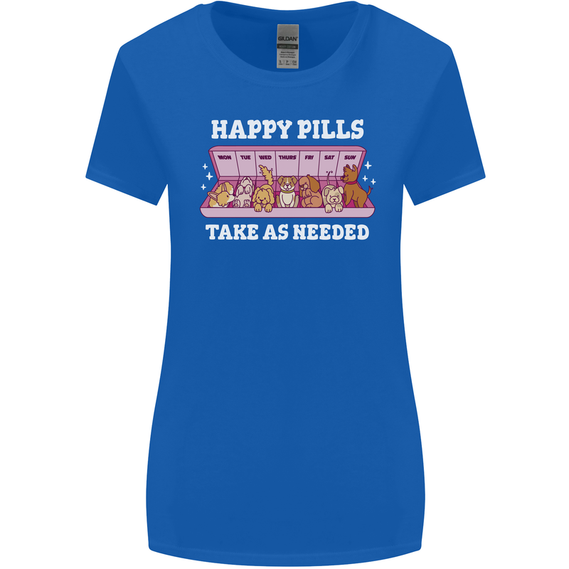 Happy Pills Antidepressants Dogs Womens Wider Cut T-Shirt Royal Blue
